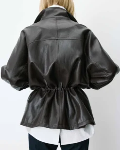 Veste ample similicuir taille ajustable chocolat Auburn