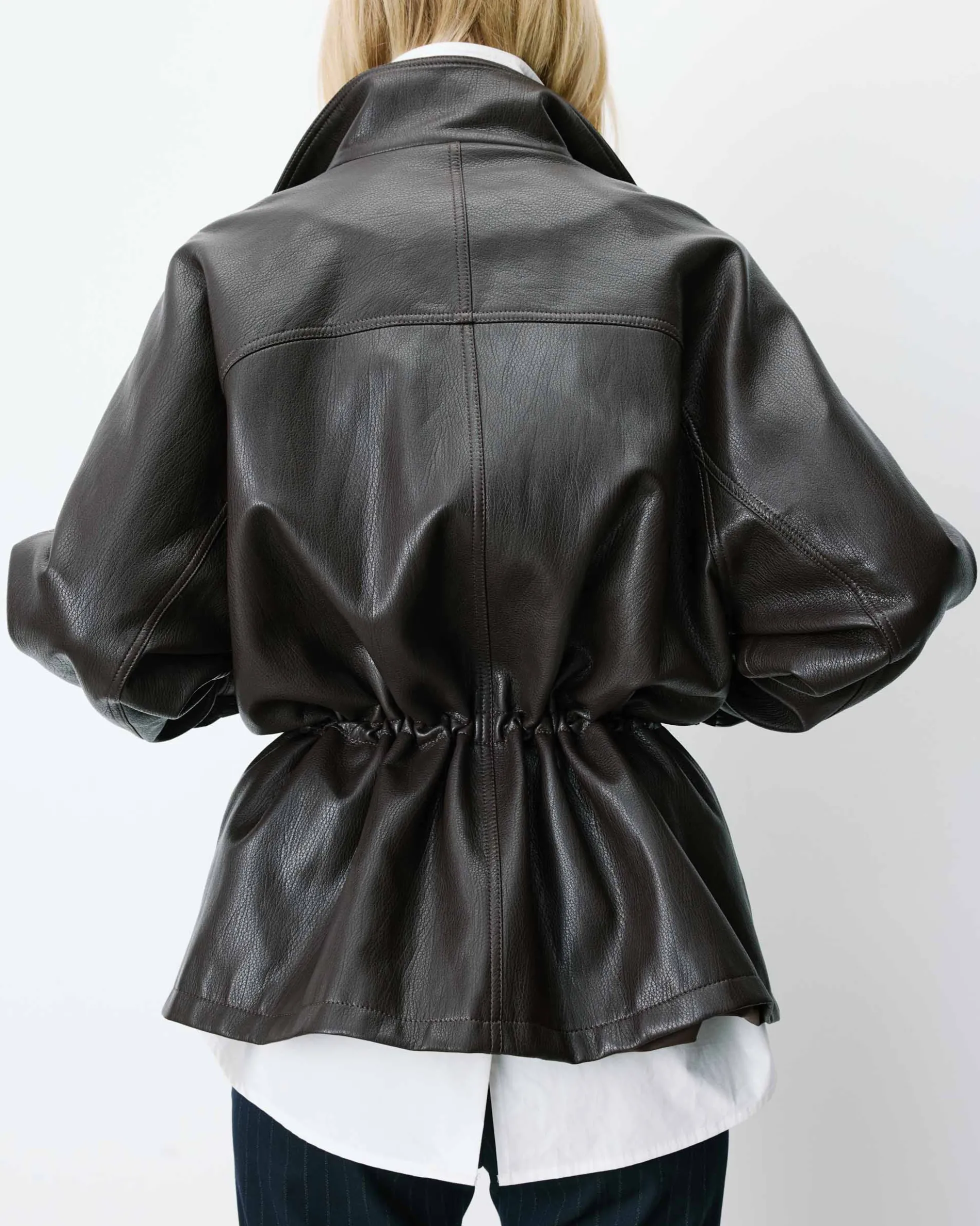 Veste ample similicuir taille ajustable chocolat Auburn