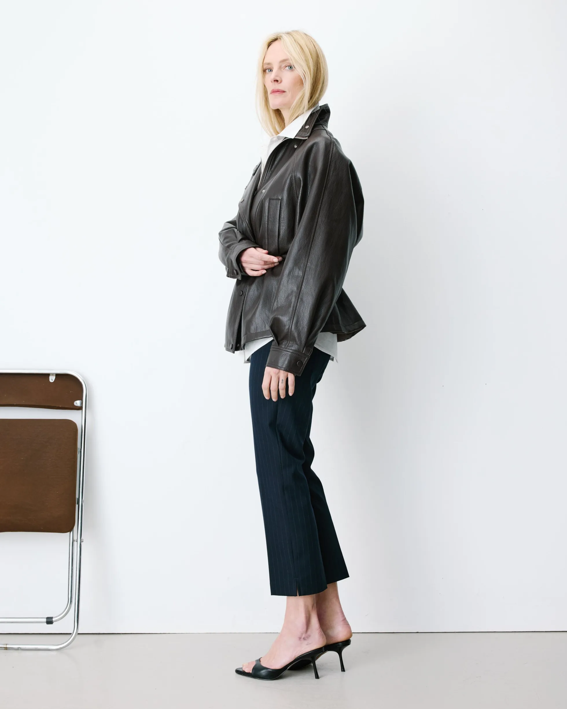 Veste ample similicuir taille ajustable chocolat Auburn