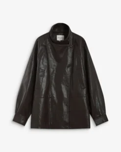 Veste ample similicuir taille ajustable chocolat Auburn