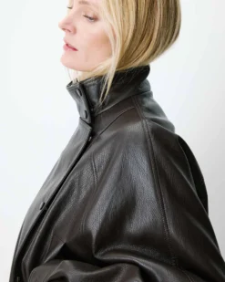 Veste ample similicuir taille ajustable chocolat Auburn