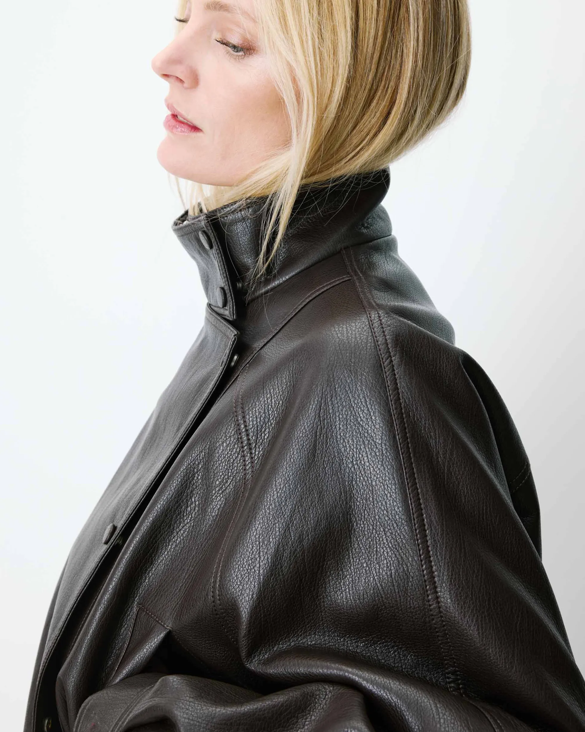 Veste ample similicuir taille ajustable chocolat Auburn