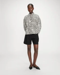 Veste chemise oversize en coton imprimé zebre Vana
