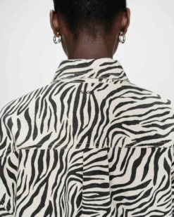 Veste chemise oversize en coton imprimé zebre Vana