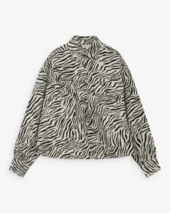 Veste chemise oversize en coton imprimé zebre Vana
