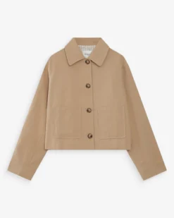 Veste courte en coton boutonnée à poches sable Veronica