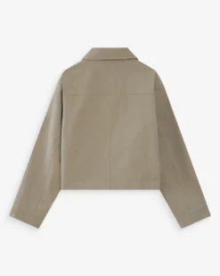 Veste courte en coton boutonnée à poches sauge Veronica