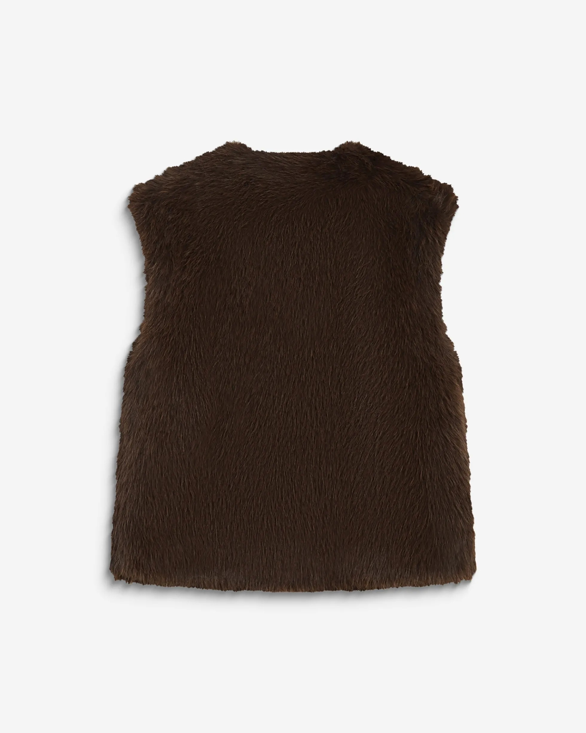 Veste droite sans manches en fausse fourrure chocolat Aelio