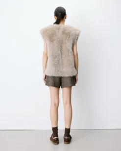 Veste droite sans manches en fausse fourrure grege Aelio