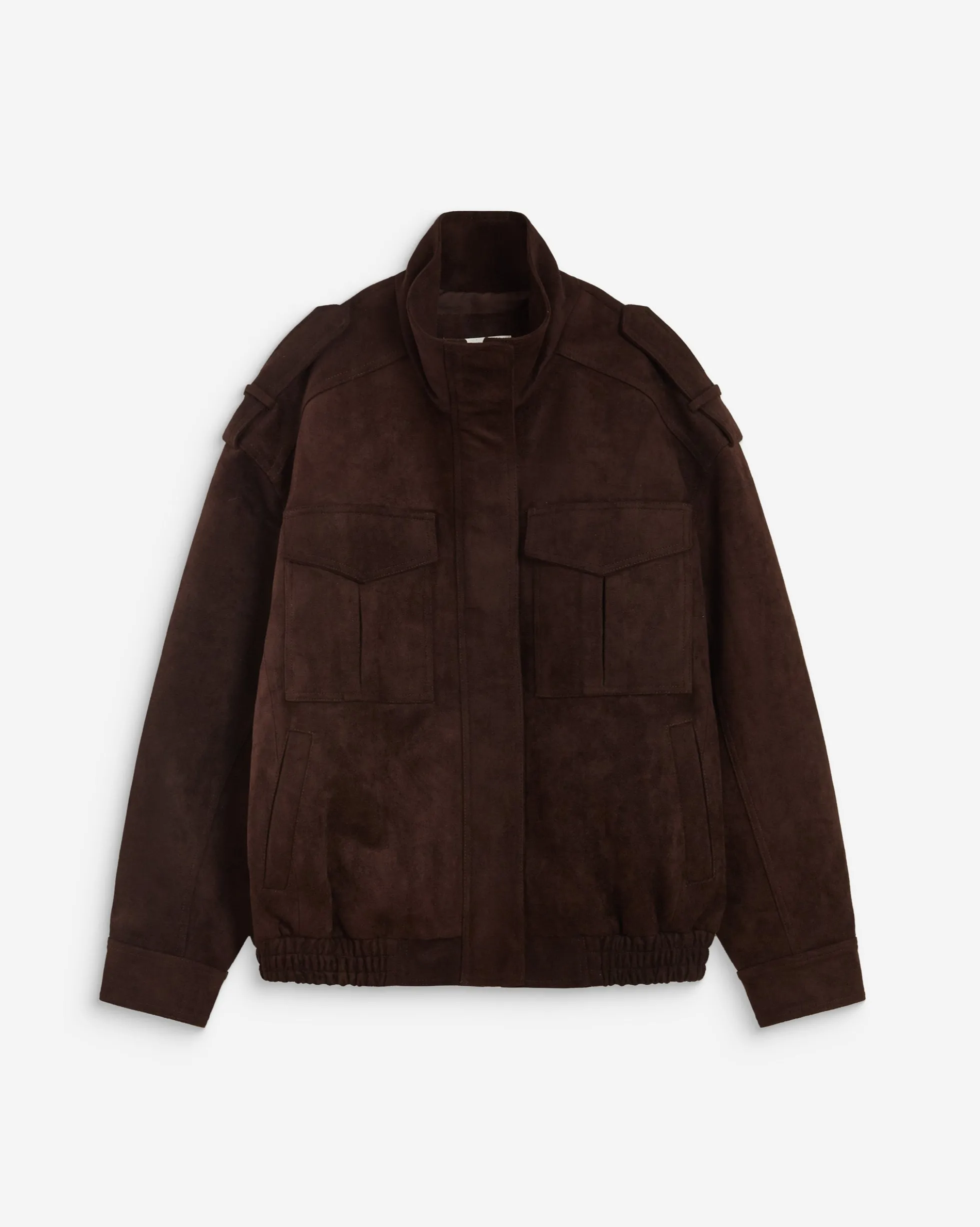 Veste oversize suédine col montant chocolat Arielle