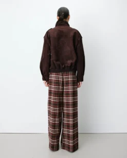 Veste oversize suédine col montant chocolat Arielle