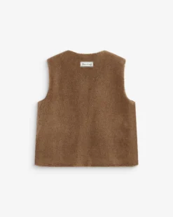 Veste sans manches en fausse shearling taupe Avery