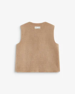 Veste sans manches en fausse shearling beige Avery