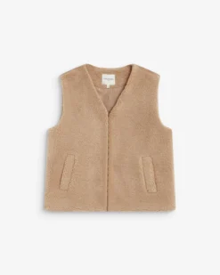 Veste sans manches en fausse shearling beige Avery