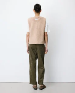Veste sans manches en fausse shearling beige Avery