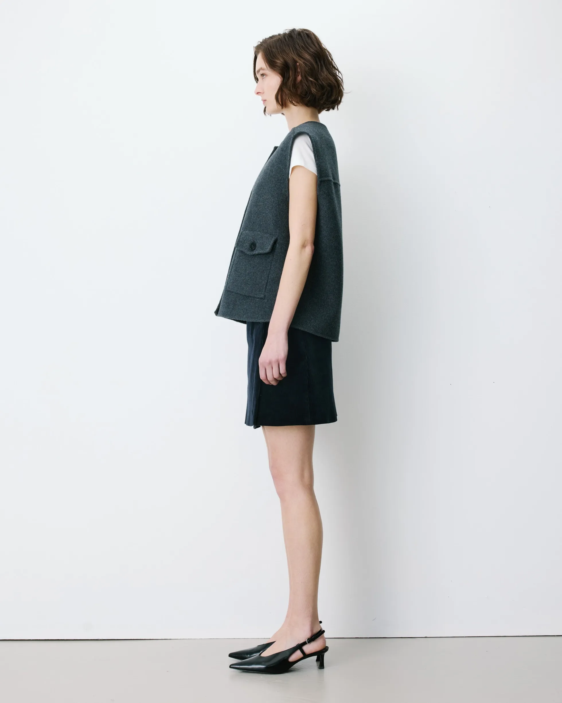 Veste sans manches oversize anthracite Adagio