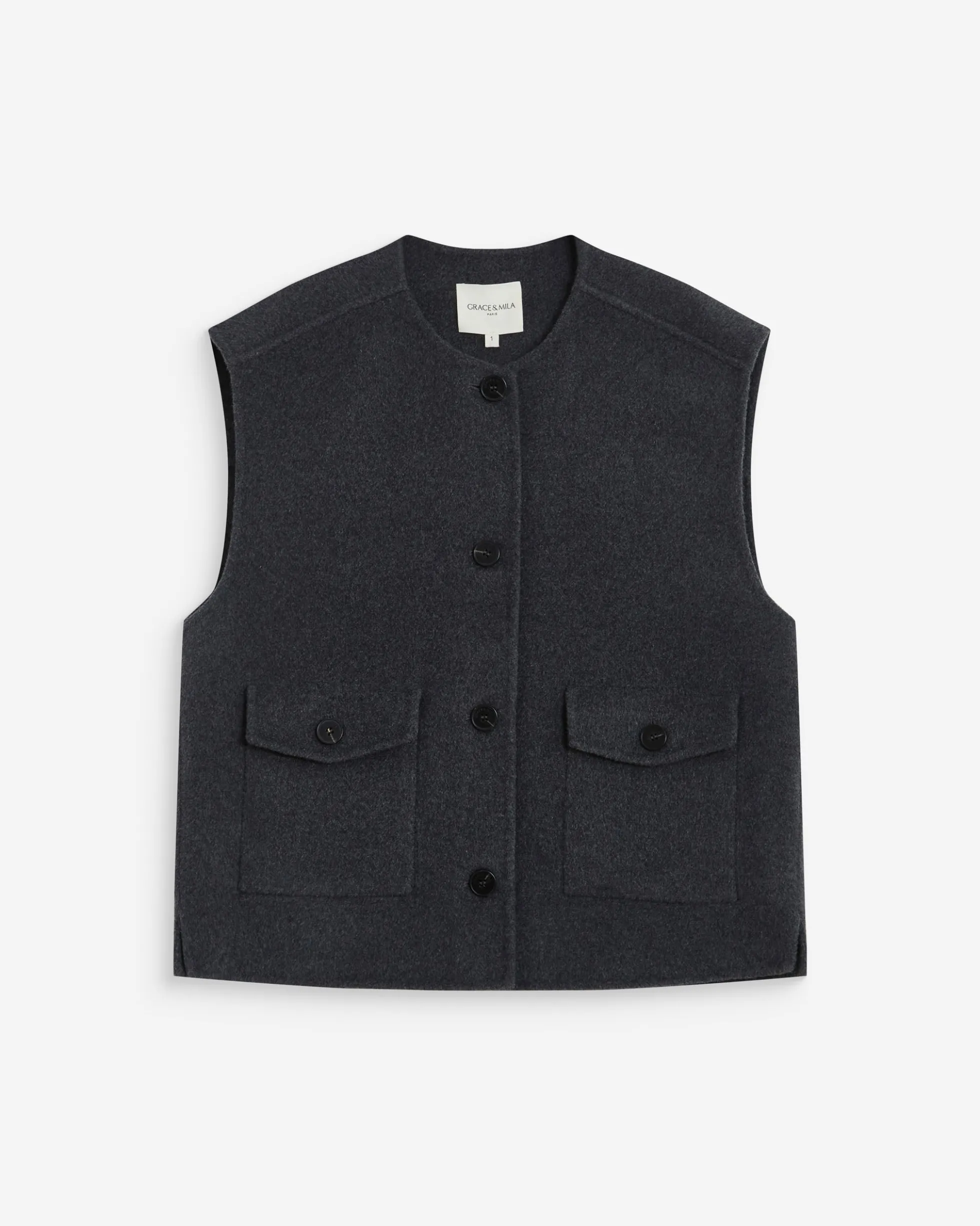 Veste sans manches oversize anthracite Adagio