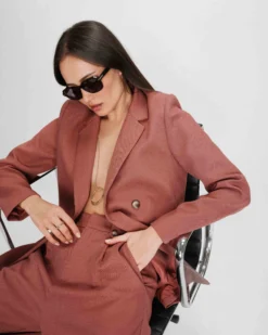 Veste tailleur à double boutonnage terracotta Parfaite